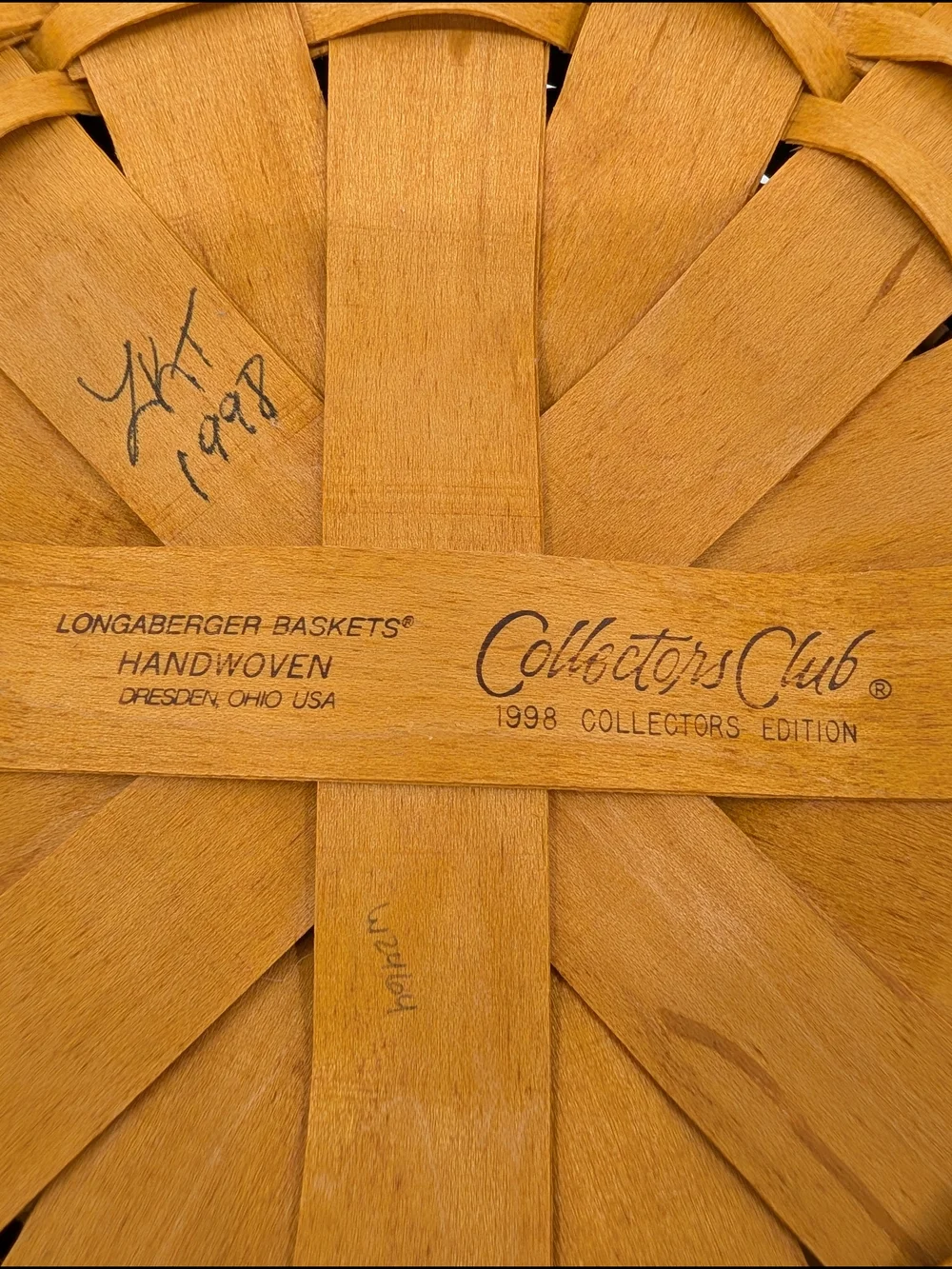 Longaberger Collectors Club 1998 Edition Basket/Liner/Protector Navy/Green